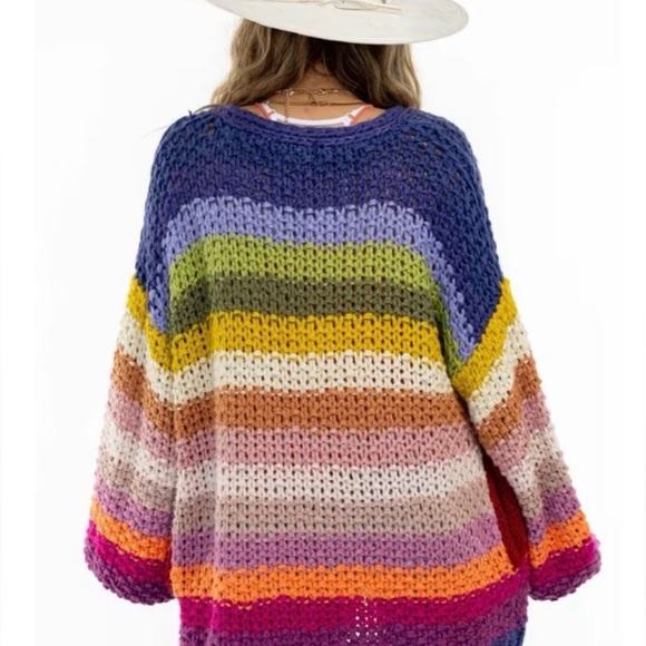 THREE BIRD NEST Wrapped in Color Chunky Knit Bright Colorful Cardigan Small VGUC - Picture 6 of 13